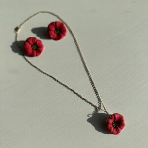 Set Cercei și Colier Poppy Flower